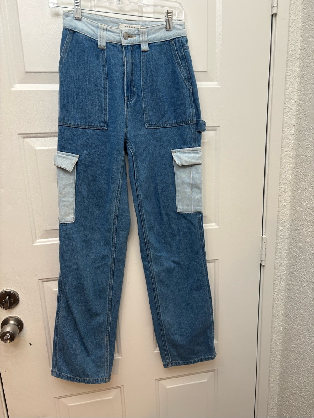 PacSun 90’s BF Carpenter Two-Tone Blue Straight Leg Cargo Jeans